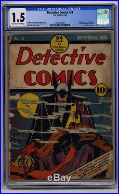 Detective Comics 31 CGC 1.5 Universal CR-OW Golden Age Batman Key CLASSIC COVER