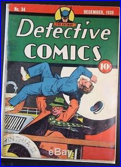 Detective Comics #34 Golden Age Comics (1939) Last Non-batman Cover / Gd+ Cond