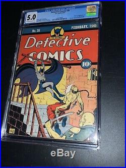 Detective Comics 36 Cgc 5.0 Vg/fn Oww DC 1940 1st Hugo Strange Golden Age Batman