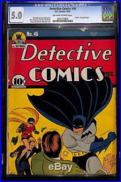 Detective Comics # 46 Dec 1940 Batman CGC 5.0 Golden Age & One of the Best Cover