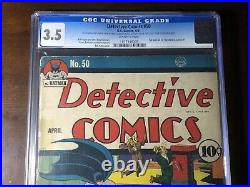 Detective Comics #50 (1941) Golden Age Batman and Robin! CGC 3.5