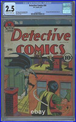 Detective Comics #50 CGC 2.5 DC 1941 Batman! JLA! Justice League! Golden Age! Cm