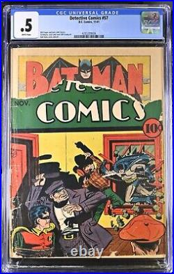 Detective Comics #57 CGC 0.5 Batman & Robin Golden Age Bob Kane Cover Art