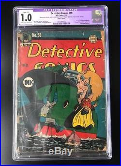 Detective Comics # 58 CGC 1.0 1st Appearance of Penguin 1941 Golden Age Key