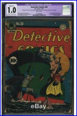 Detective Comics # 58 CGC 1.0 1st Appearance of Penguin 1941 Golden Age Key