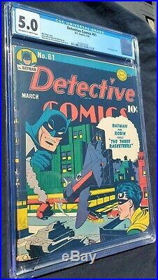 Detective Comics #61 Cgc 5.0 (mar 1942) Dc. Golden Age. 1st Batplane Cover