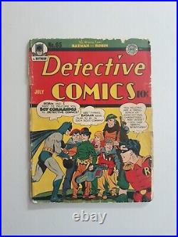 Detective Comics 65 1st Boy Commandos Cover DC Comics Batman 1942 Qualified