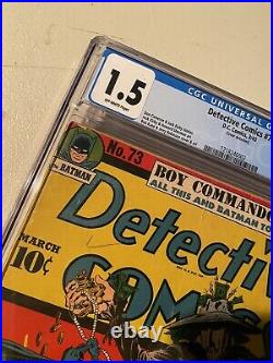 Detective Comics 73 CGC 1.5 First And Only Golden Age Scarecrow Cover Batman Key