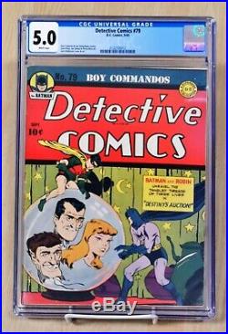Detective Comics #79 CGC 5.0 White Pages 1943 Golden Age Batman