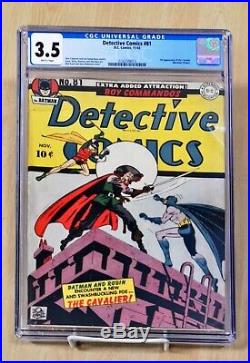 Detective Comics #81 CGC 3.5 1943 Golden Age Batman