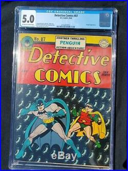 Detective Comics #87 Cgc 5.0 (may 1944) Dc. Golden Age Batman. Penguin App