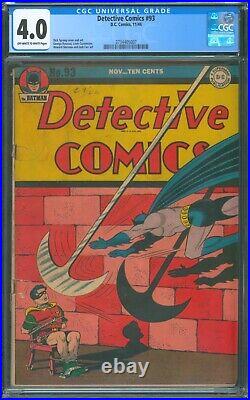 Detective Comics #93? CGC 4.0? Rare! Golden Age Batman & Robin DC Comic 1944