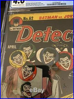 Detective comics 62 Cgc 4.0 Golden Age Batman 1st Full Joker Cover In Comics
