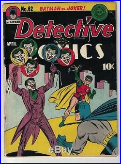 Detective comics 62 VG 4.0 Batman golden age joker issue cover classic 1942