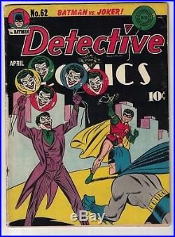 Detective comics 62 VG+ 4.5 Batman golden age joker issue cover