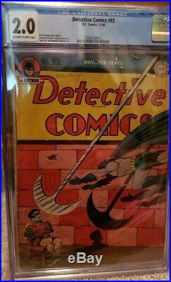 Detective comics 93 Cgc 2.0 d. C. Comics 1945 golden age batman robin