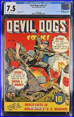 Devil Dogs Comics (1942) #1 CGC VF- 7.5 Golden Age! Jack Binder Cover 1942