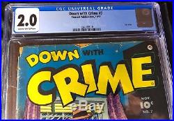 Down with Crime #7 (CGC 2.0) Fawcett Publications (golden age) Scarce Good Girl