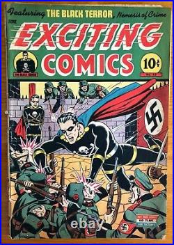 EXCITING COMICS #33 G/VG Black Terror Schomburg war cover