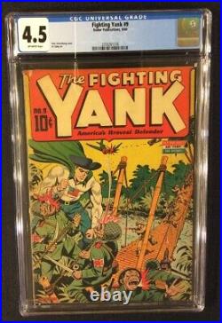 FIGHTING YANK #9 Comic Book CGC 4.5 NEDOR Golden Age 1944 WW II SCHOMBURG Cover