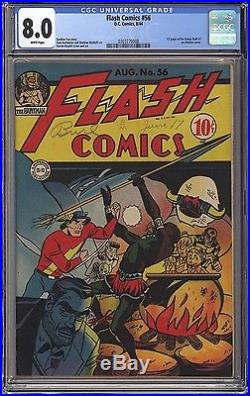 Flash Comics #56 Cgc Vf 8.0 White Pages Rare Golden Age! 1944 Looks Nm
