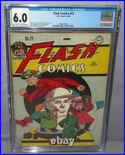 FLASH COMICS #72 (Golden Age) CGC 6.0 FN DC Comics 1946 Hawkman