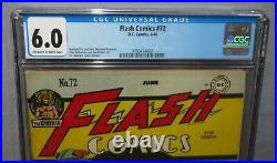 FLASH COMICS #72 (Golden Age) CGC 6.0 FN DC Comics 1946 Hawkman