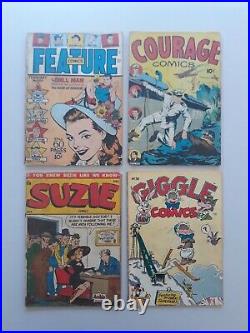 Feature Comics 107, Courage Comics 77, Suzie 58, Giggle 38, Golden Age Lot