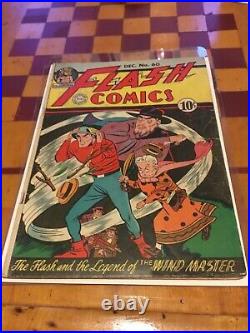 Flash #60 Fine+ 6.5 1944-Hawkman-Golden Age Double Cover Error, cool Book