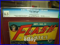 Flash Comics 21 CGC 6.5 1941! CGC not CBCS DC Comics GOLDEN AGE