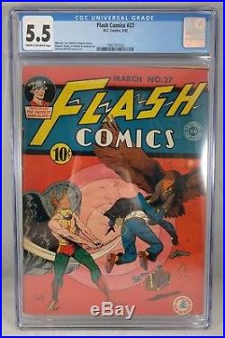 Flash Comics #27 1942 CGC 5.5 Golden Age DC Comics Shelly Sheldon Moldoff cover