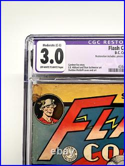 Flash Comics 45 CGC 3.0 Restored (1943 Golden Age DC Comics) Hawkman Punch Cover