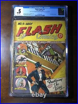 Flash Comics #5 (1940) Early Golden Age Flash! Hawkman! CGC 0.5 Complete