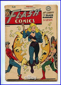 Flash Comics #92 SCARCE 1st Black Canary Solo/Cover HOT! DC Comic 10c Golden Age
