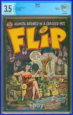 Flip #1 (1954)? CBCS 3.5 WHITE PGs? Hanging Cover GGA Golden Age Harvey Comic