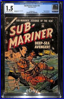 GOLDEN AGE Sub-Mariner Comics #33 (04/1954) CGC 1.5 Origin of Sub-Mariner