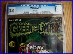 GREEN LANTERN #1 1941 CGC 3.0 with WHITE PAGES GOLDEN AGE KEY