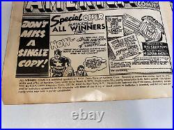 Golden Age All Winners #2 Comic Book Human Torch Captain America Poor Condition