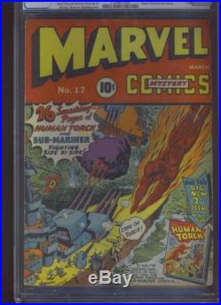 Golden Age Marvel Mystery Comics #17 CGC 5.5 Human Torch Submariner WW II Cover