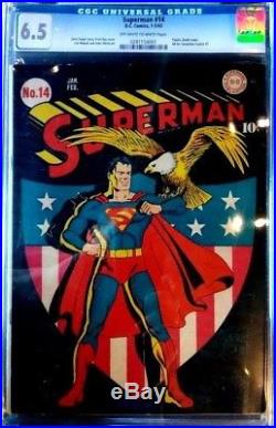 Golden Age SUPERMAN #14 PATRIOT SHIELD CVR CGC 6.5 OFF WHITE TO WHITE PAGES