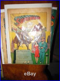 Golden age Superman parts and books lot #10, #15, #16, #16, #19, #20, #28