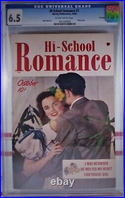 HI-SCHOOL ROMANCE #1 FILE COPY CGC 6.5 HARVEY 1949 Golden Age archie teen