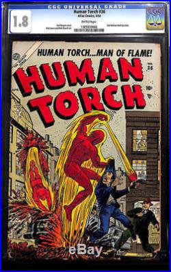 HUMAN TORCH #36 Golden Age Timely Captain America Submariner CGC 1.8