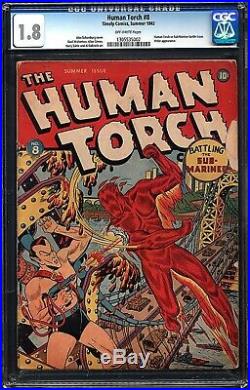 HUMAN TORCH #8 Golden Age Timely Captain America Submariner CGC 1.8