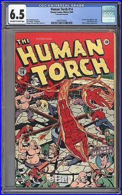 Human Torch #14 Cgc 6.5 Timely 1943 Alex Schomburg Nazi War Cover! Golden Age