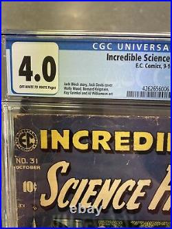 Incredible Science Fiction #31 Ec Comics Cgc 4.0 Graded Golden Age