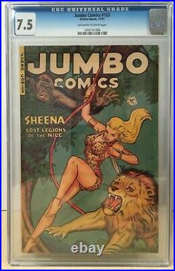 Jumbo Comics #153 (1951) CGC 7.5 Fiction House OWithW Pages Sheena GGA Golden Age