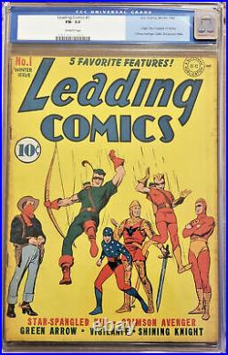 Leading Comics #1 CGC 5.5 DC 1941 Green Arrow! Rare Golden Age Key! M6 cm