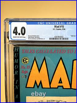 Mad 15 CGC 4.0 (1954 Golden Age EC Comics) Harvey Kurtzman Wally Wood Jack Davis
