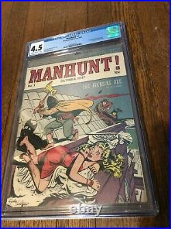 Manhunt #1 comic CGC 4.5 from 1947 GOLDEN AGE
